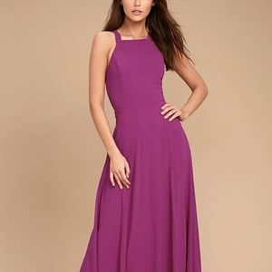 Lulu's Super Starlet Magenta Lace-Up Maxi Dress